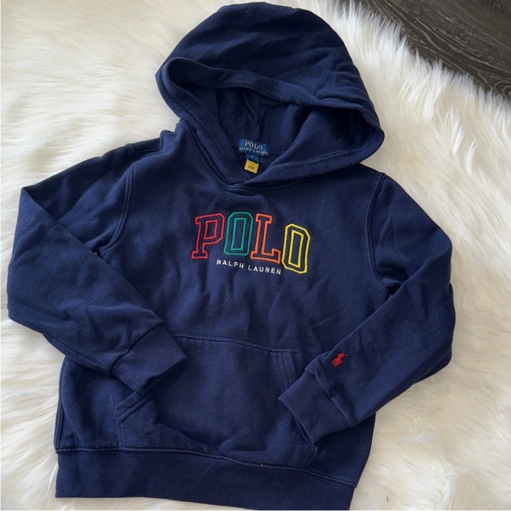 Ralph Lauren Kids Multicolor Logo Navy Hoodie NWT!